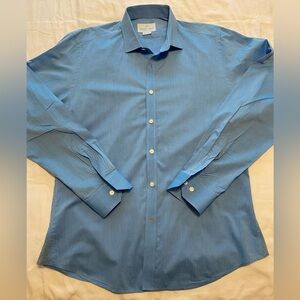 Men’s blue HUGH & CRYE Tall/Athletic long sleeve button up shirt